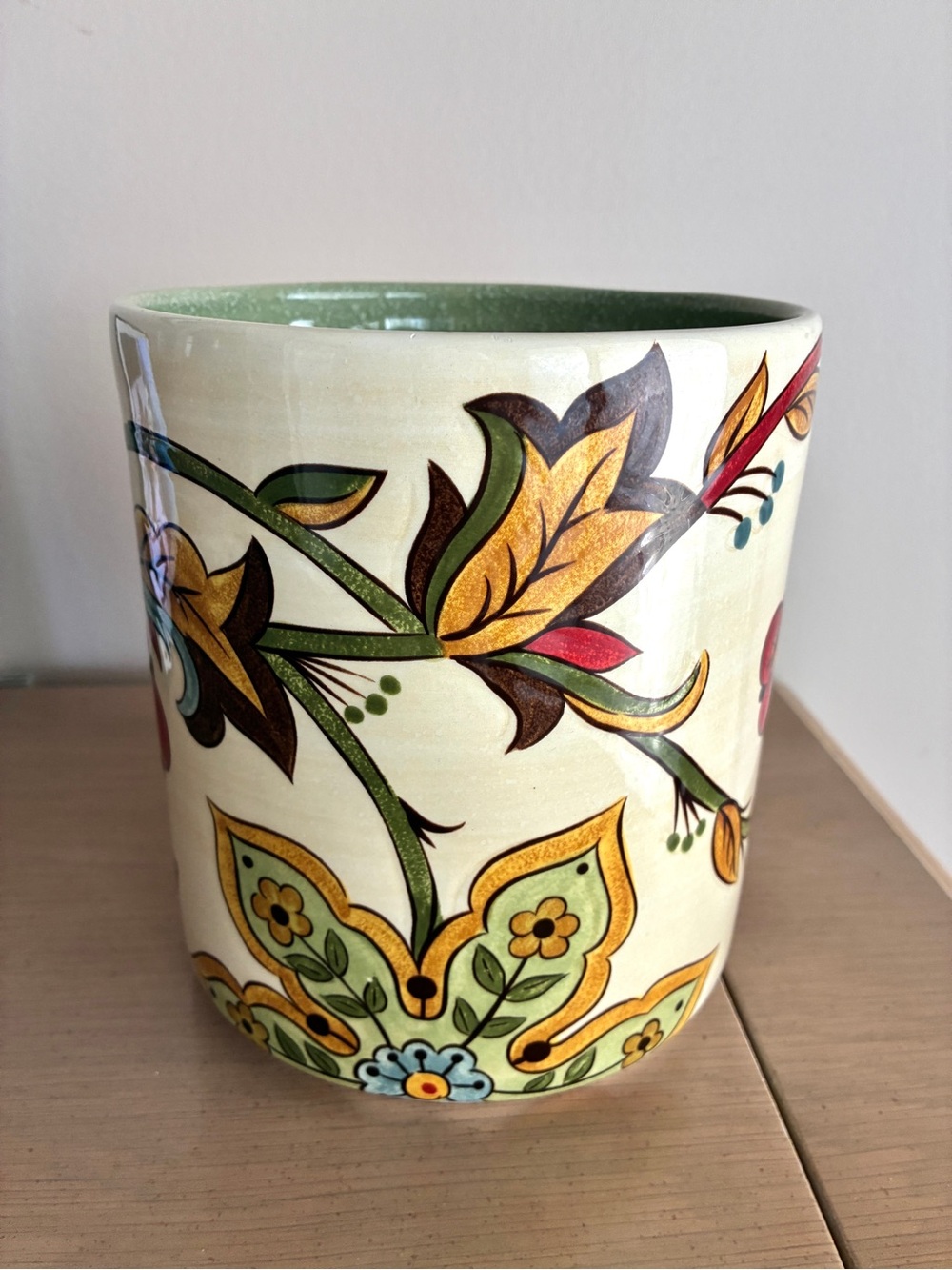 Hand Painted Pier 1 Imports Earthenware Carynthum Pot - Picture 2 of 6